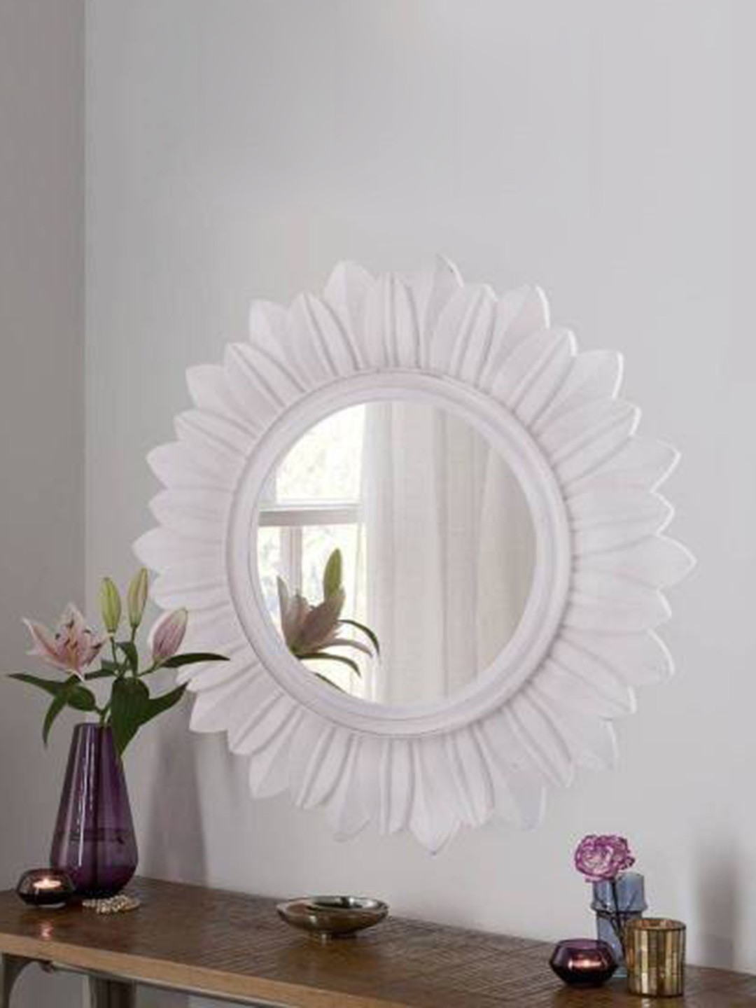 

VAS collection home White Textured Wooden Wall Mirror
