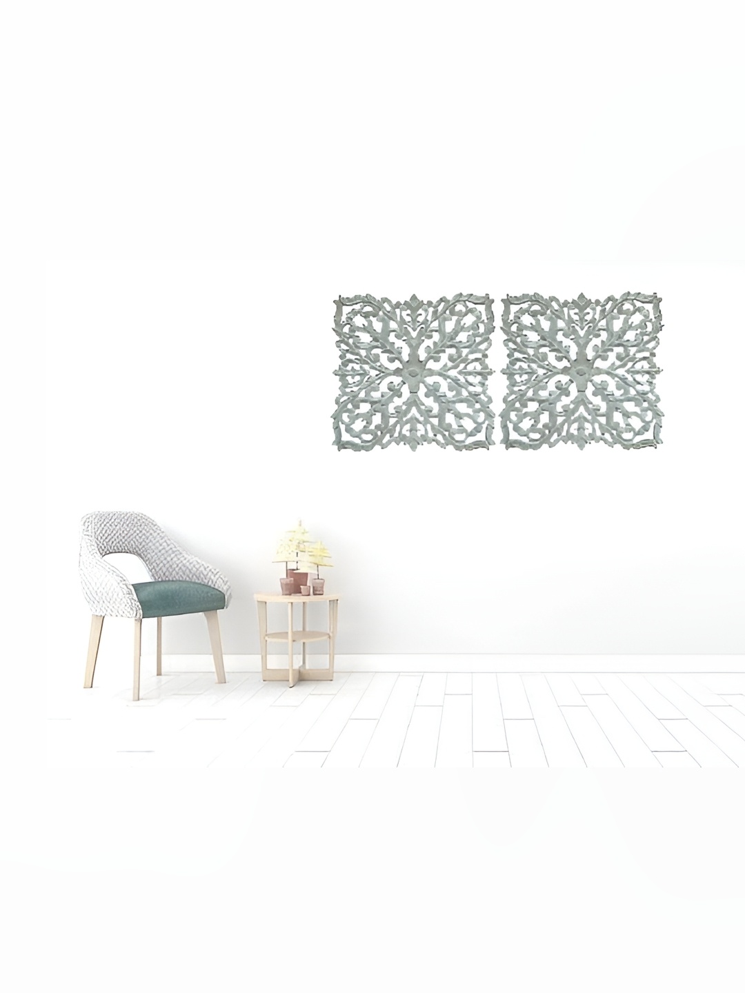 

VAS collection home 2 Pcs Grey Textured Wooden Wall Plates