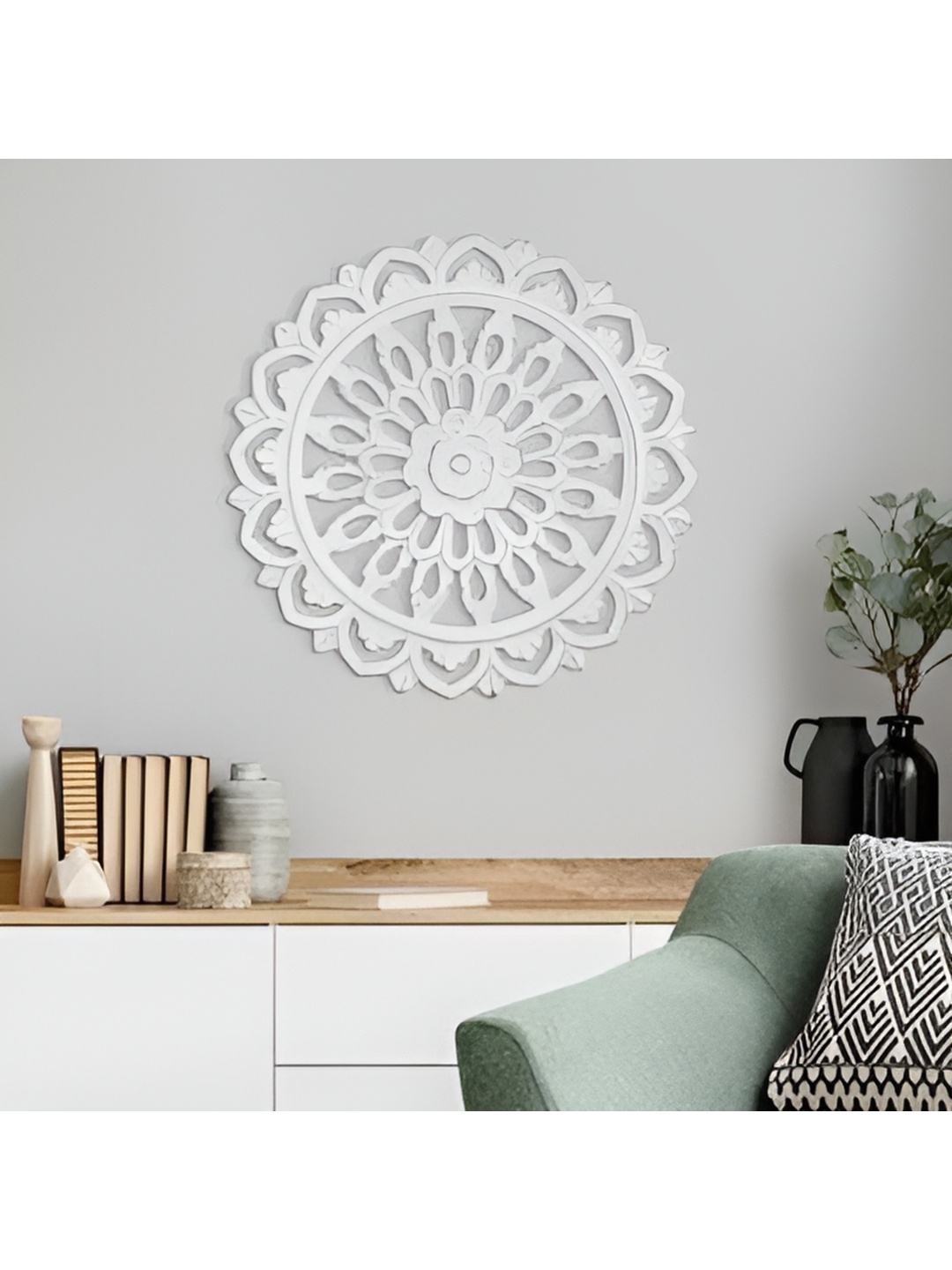 

VAS collection home Yellow Textured Wooden Wall Hangings, White