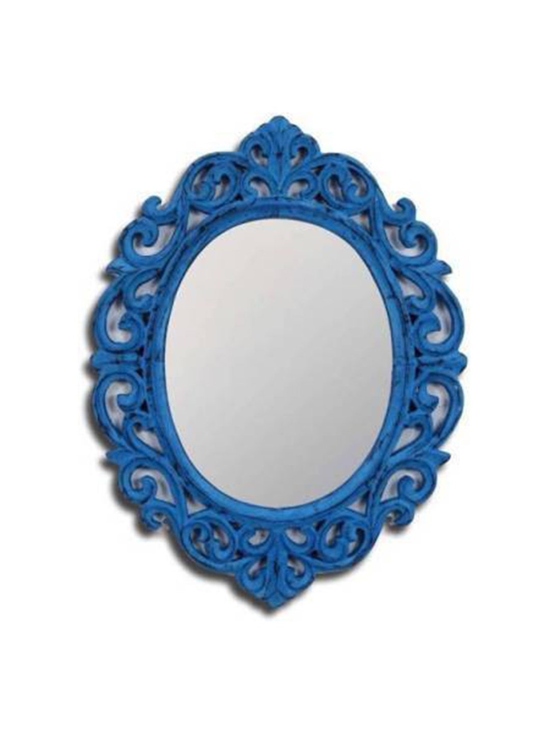 

VAS collection home Blue Textured Wooden Frame Wall Mirror