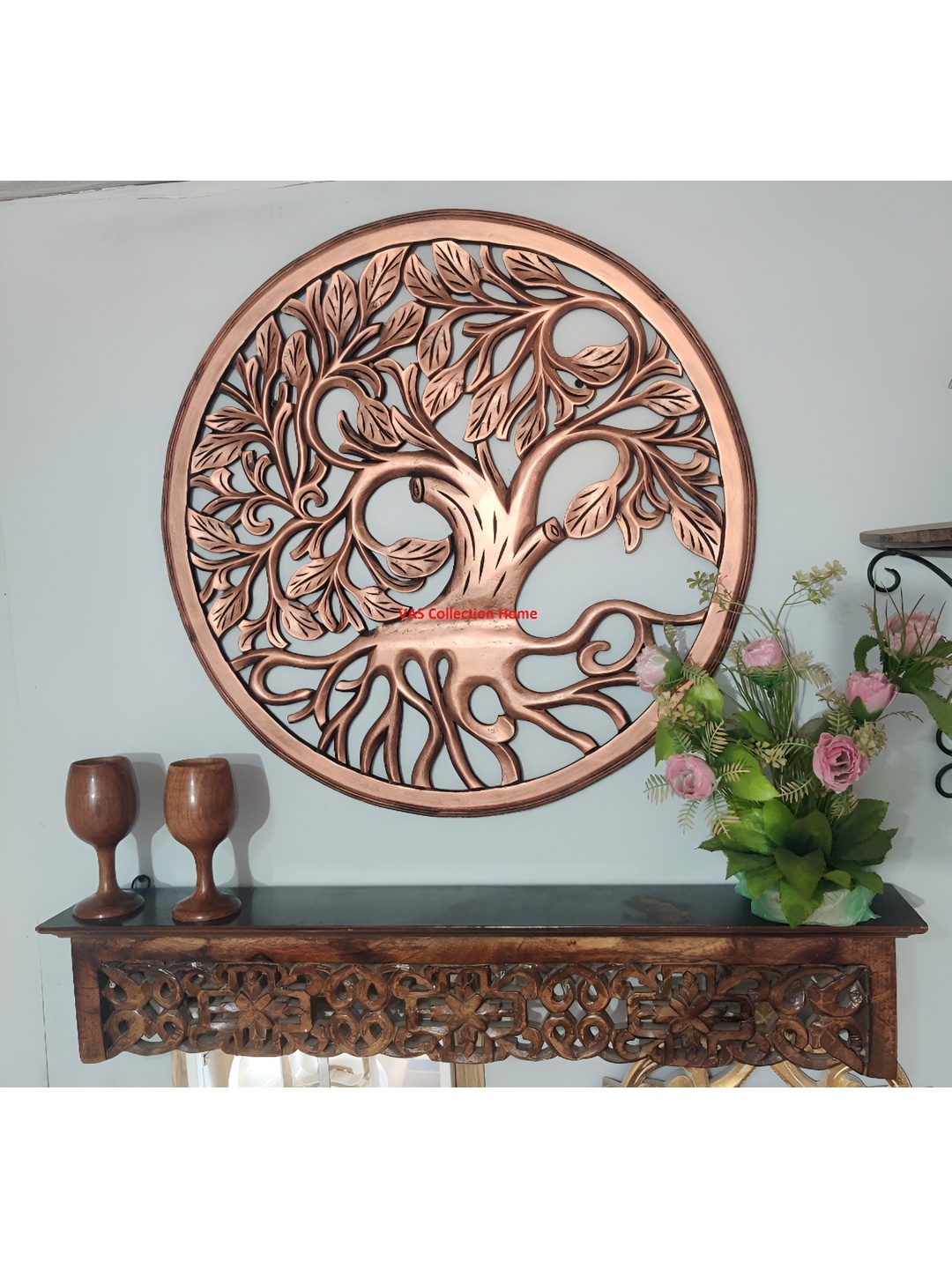 

VAS collection home Copper Toned Textured Wooden Wall Hanging
