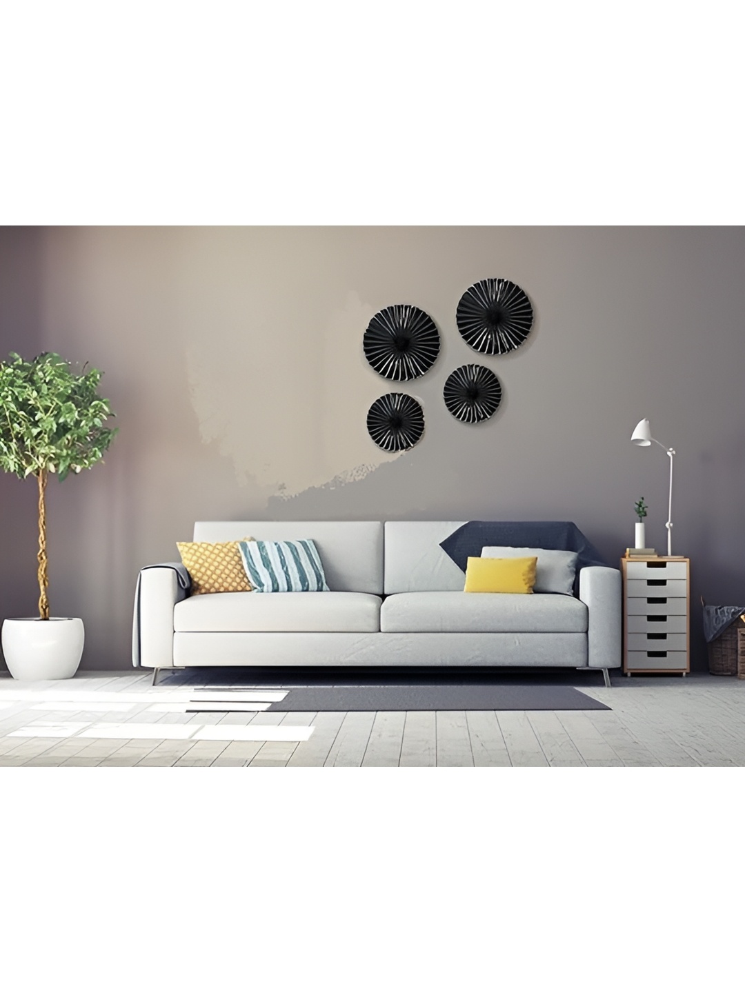 

VAS collection home Black 4 Pieces Textured Wooden Wall Decor