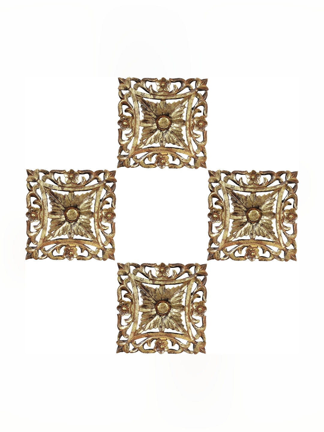 

VAS collection home Brown 4 Pieces Textured Wooden Wall Decor