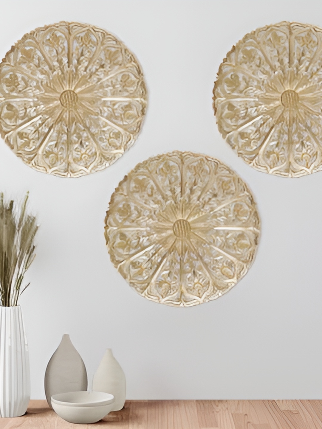 VAS collection home Textured Wooden Wall Decor, Gold