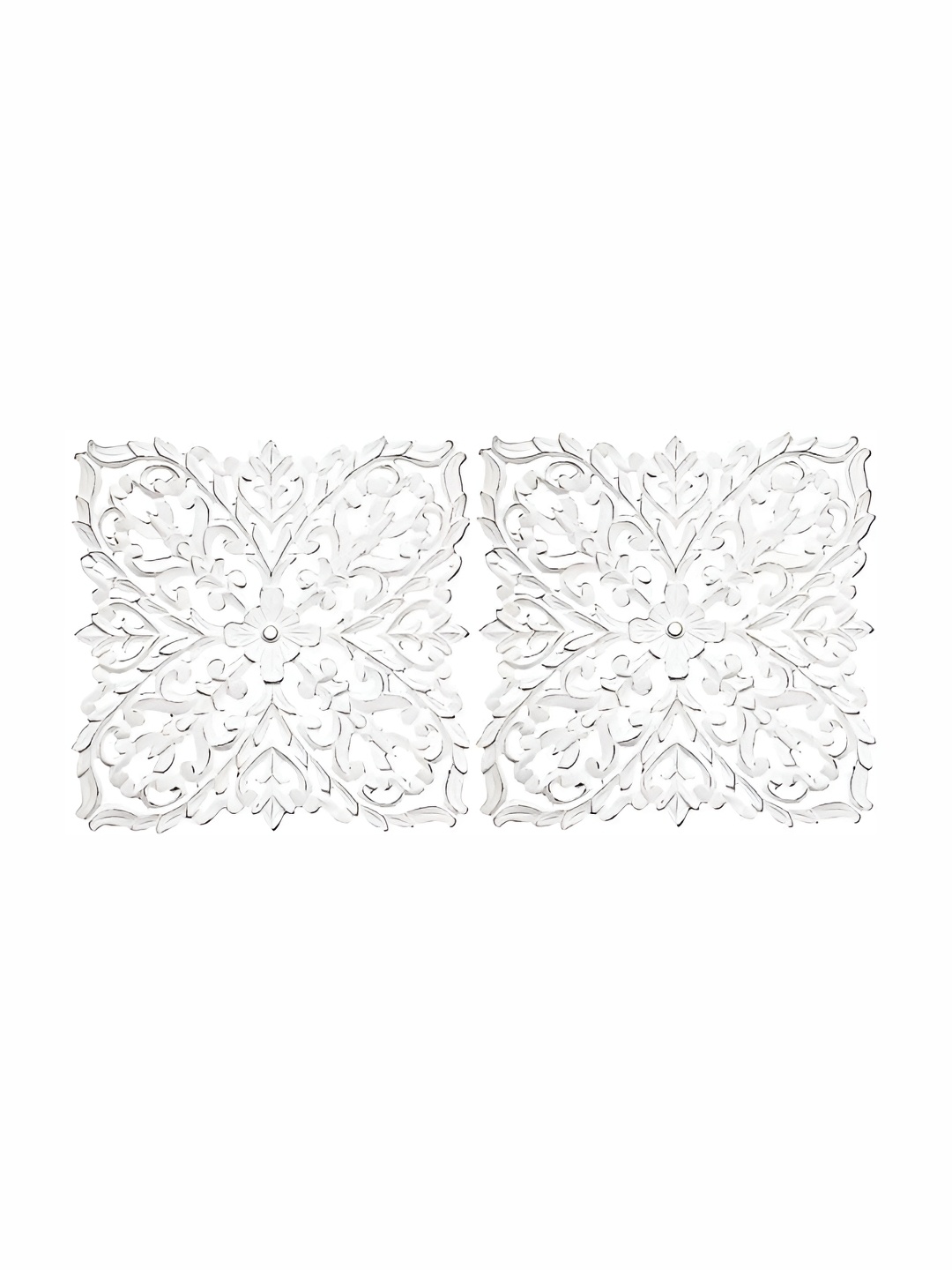 VAS collection home White 2 Pieces Textured Wooden Hanging Wall Decor