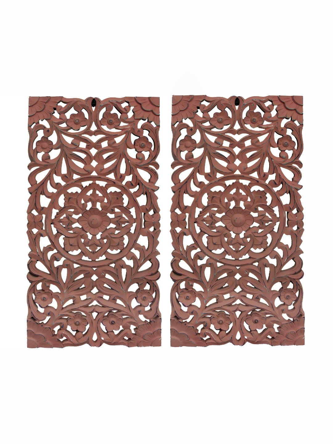 

VAS collection home Brown 2 Pieces Textured Wooden Wall Plates
