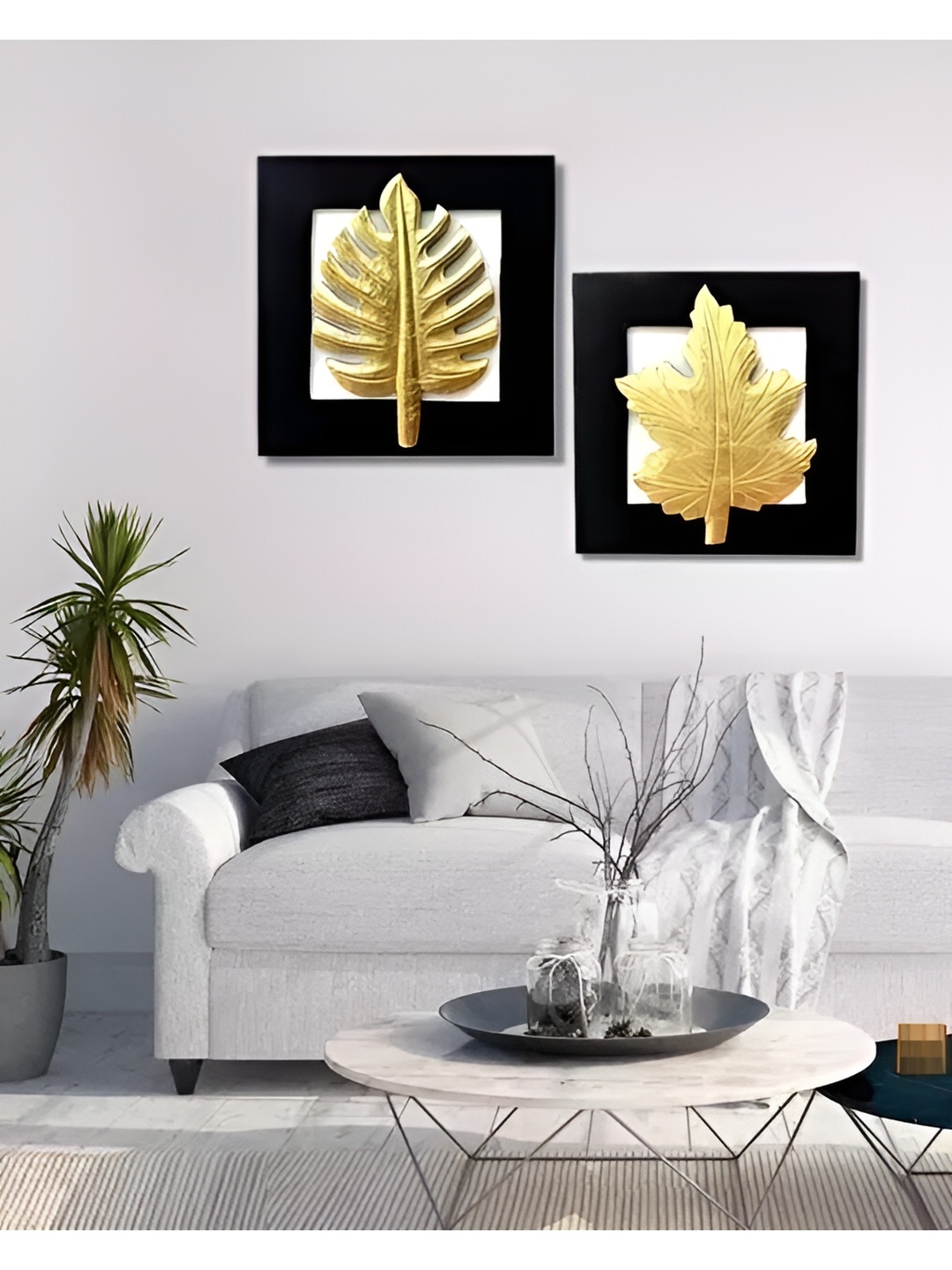 

VAS collection home Black & Gold toned 2 Pieces Textured Wooden Wall Decor