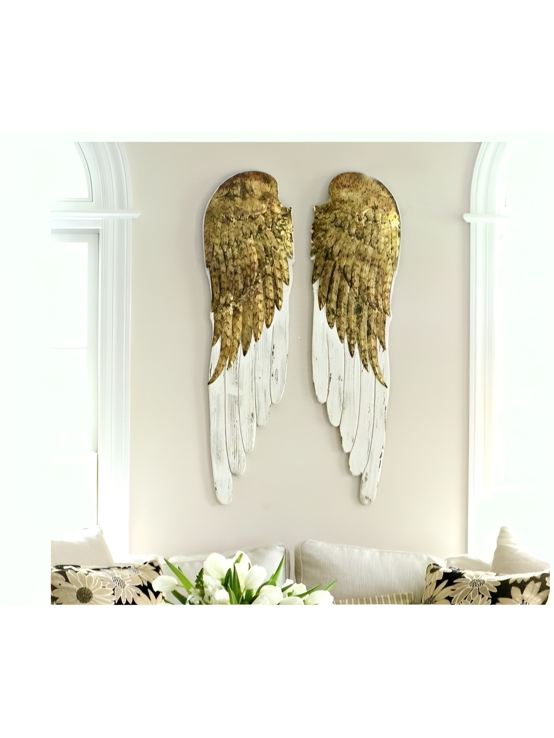 

VAS collection home Pack Of 2 Textured Wooden Wall Plates, Gold