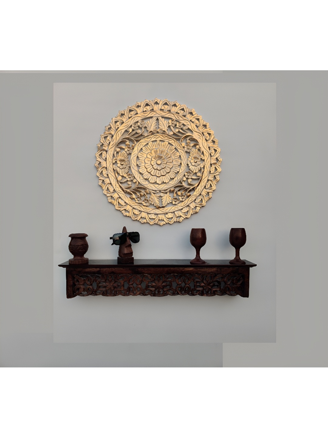 

VAS collection home Brown Textured Wooden Wall Hangings, Gold