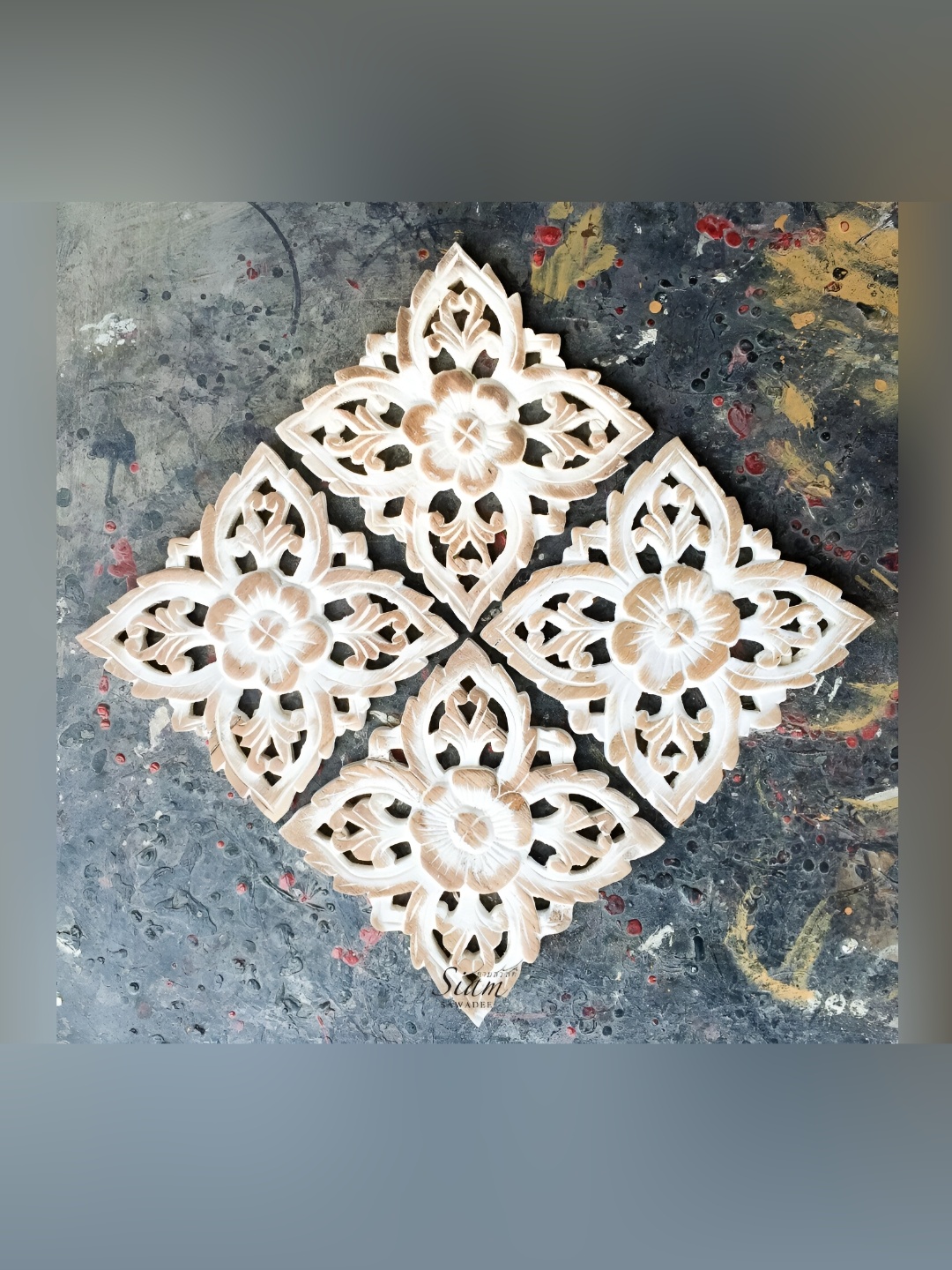 

VAS collection home White 4 Pieces Textured Wooden Wall Decor