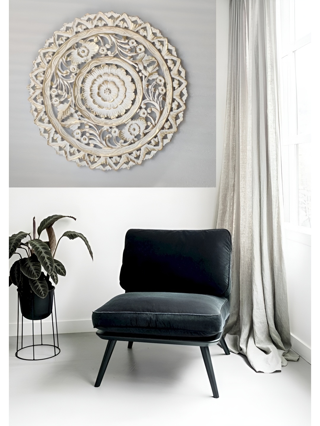

VAS collection home White Textured Wooden Decor Wall Plate