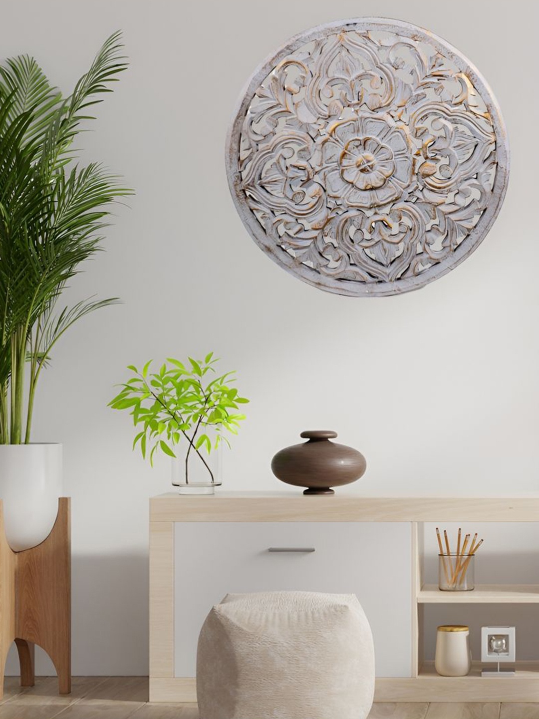 

VAS collection home Grey Textured Wooden Wall Decor Plate