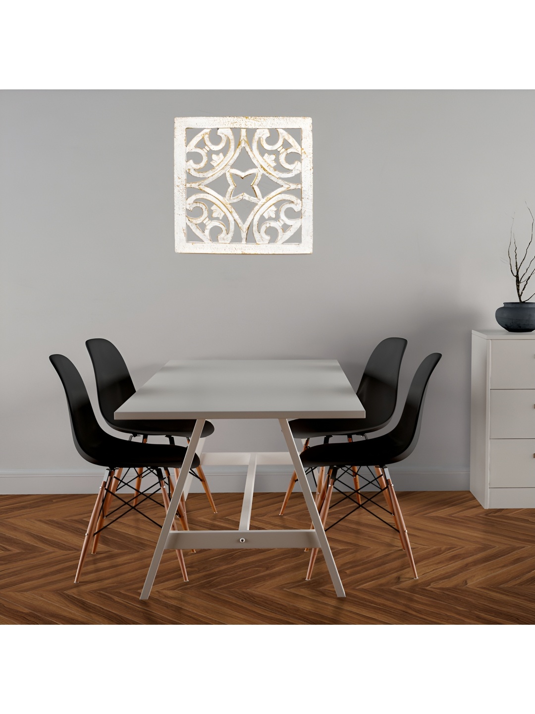 

VAS collection home White Textured Wooden Wall Decor Plate