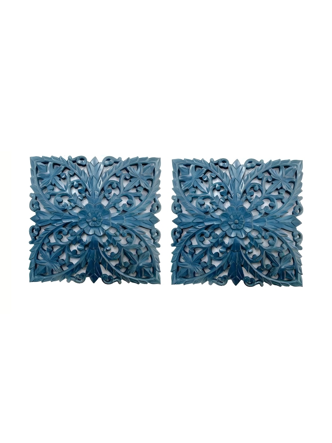 

VAS collection home Blue 2 Pieces Textured Wooden Wall Decor