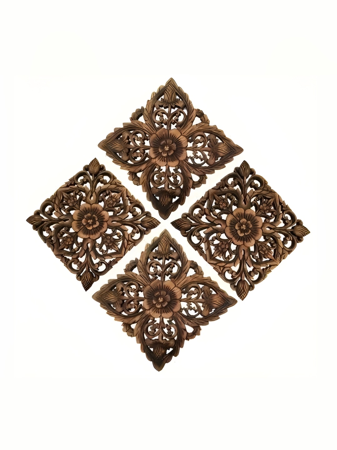 

VAS collection home 4Pcs Brown Textured Wooden Wall Panel