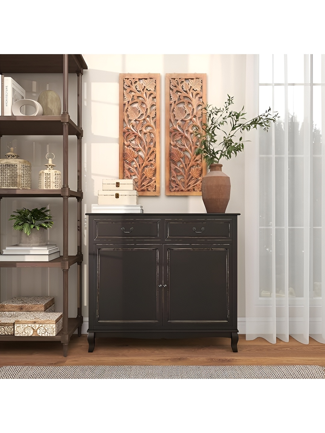 

VAS collection home Brown 2 Pieces Textured Wooden Wall Decors