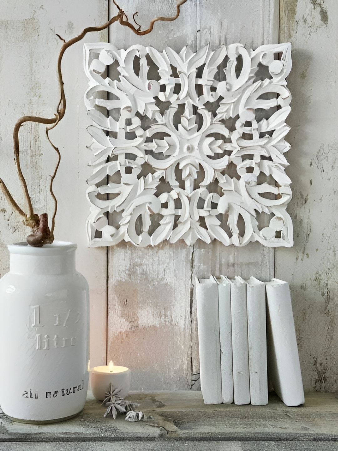 

VAS collection home White Textured Wooden Wall Plates
