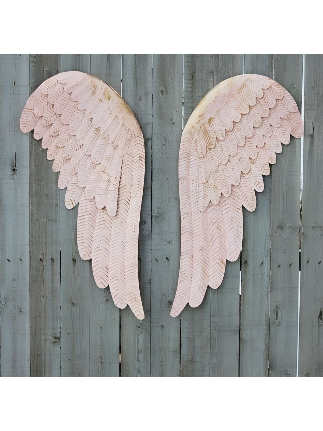 

VAS collection home White 2 Pieces Textured Wooden Hanging Wall Decor