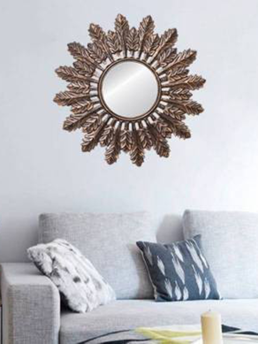 

VAS collection home Metallic Toned Textured Wooden Wall Mirror