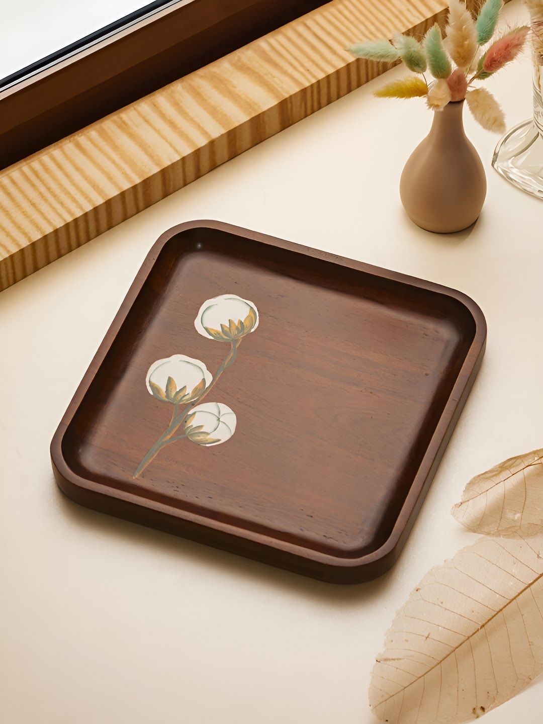 

Troveas Printed Wood Serving Tray, Brown