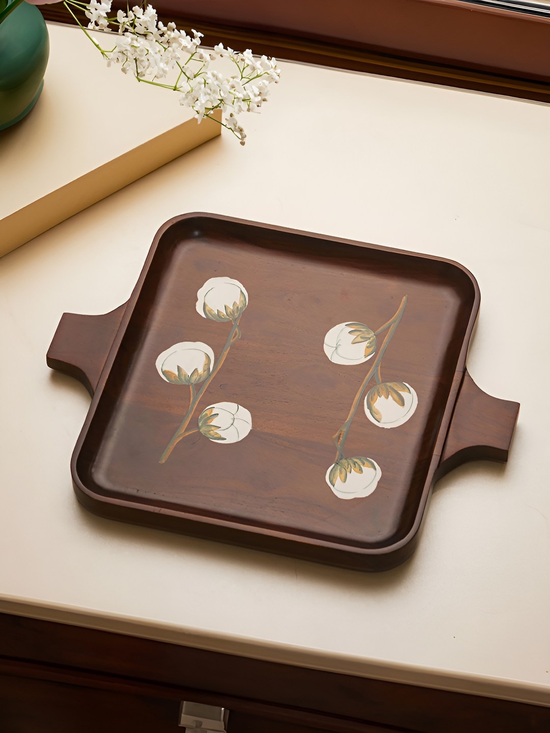 

Troveas Printed Wood Serving Tray, Brown