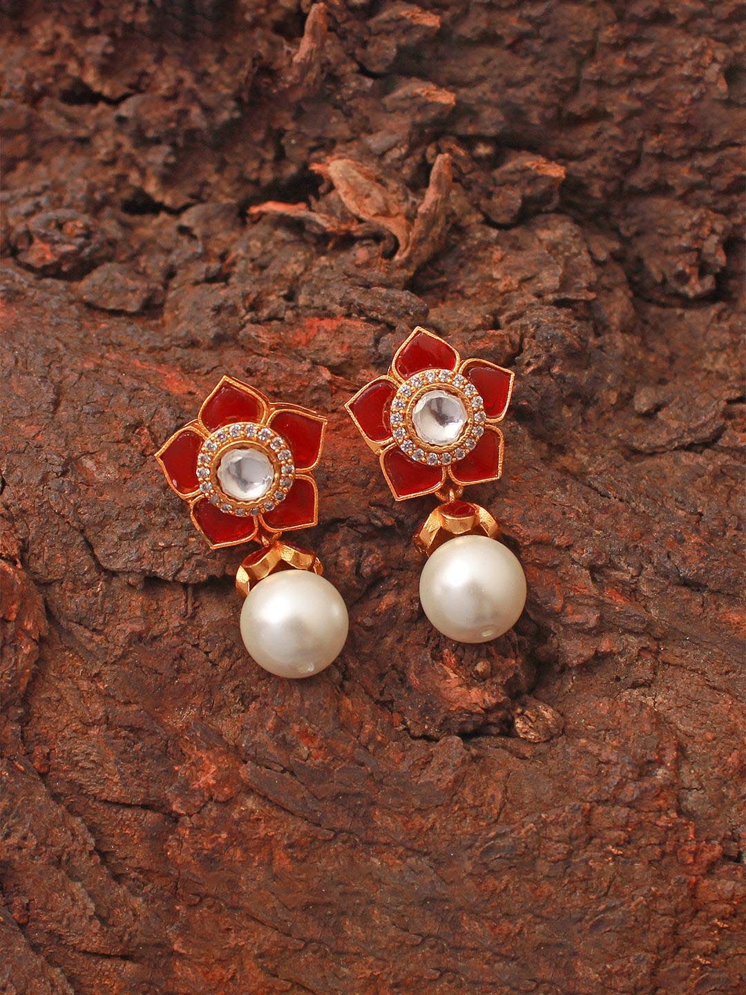 

Mirana Contemporary Drop Earrings, Red