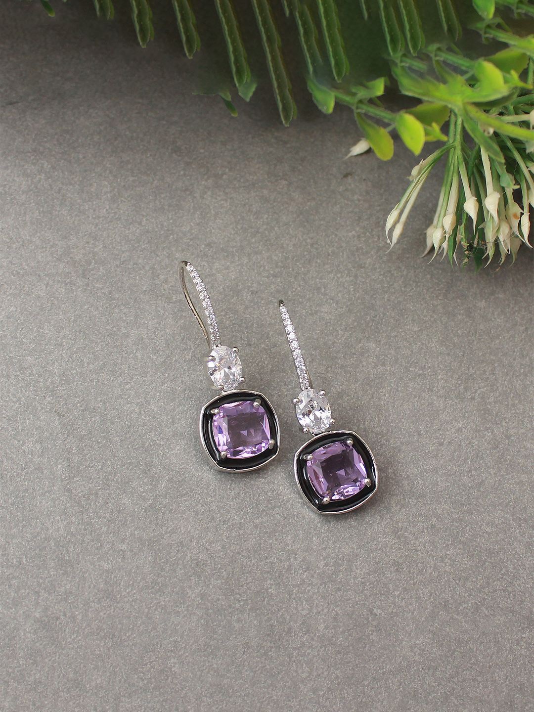 

Mirana Contemporary Drop Earrings, Purple
