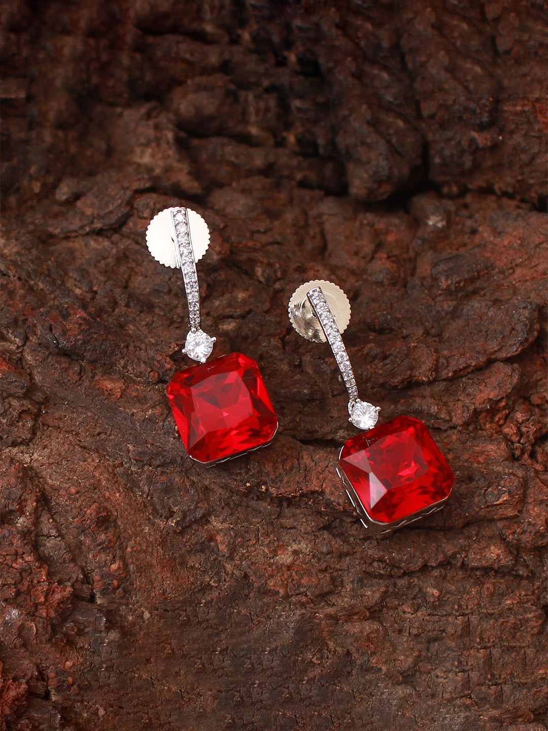 

Mirana Contemporary Drop Earrings, Red
