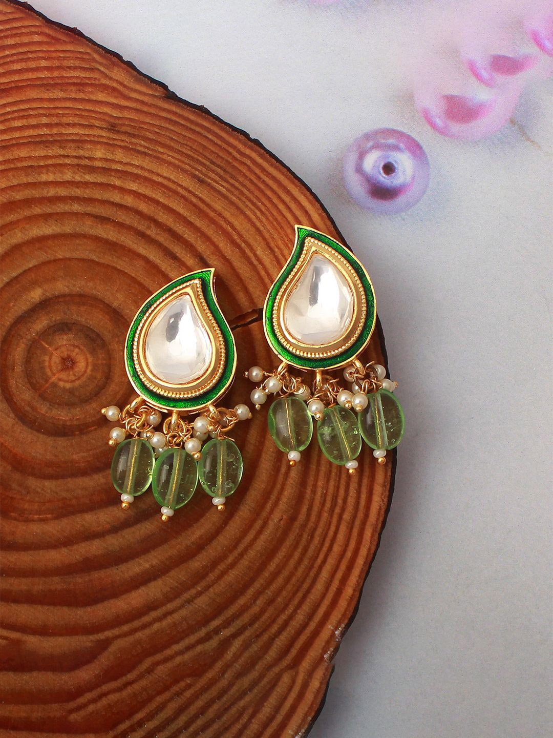 

Mirana Contemporary Drop Earrings, Lime green