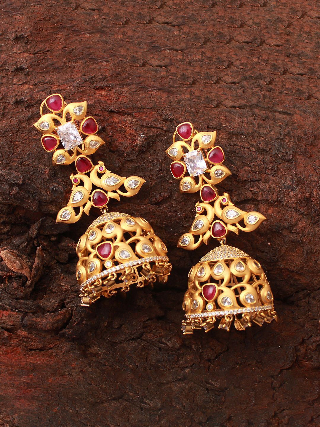 

Mirana Contemporary Jhumkas Earrings, Red