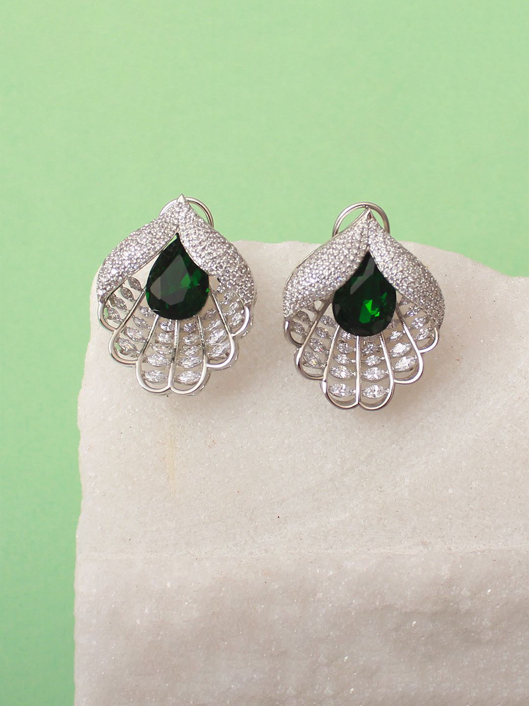

Mirana Contemporary Studs Earrings, Green