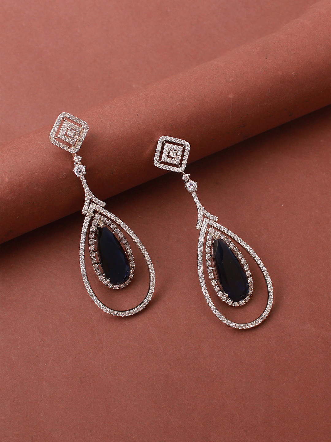 

Mirana Contemporary Drop Earrings, Navy blue