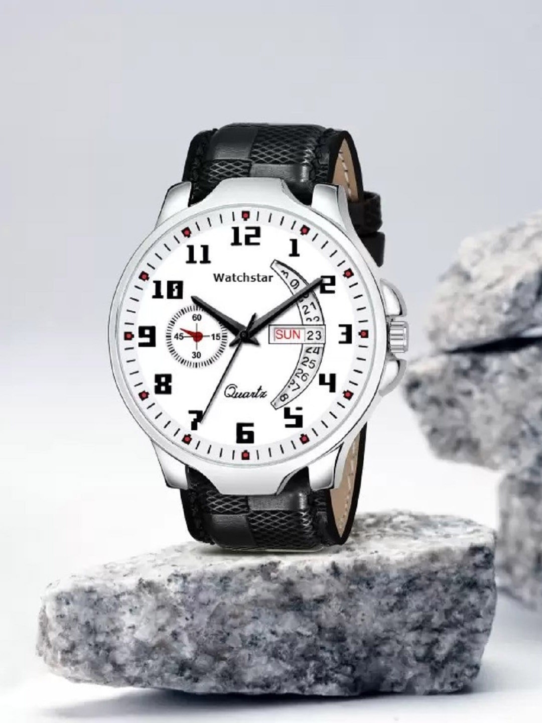 

WATCHSTAR Men Printed Dial & Leather Straps Analogue Watch DD White Black Leather AV