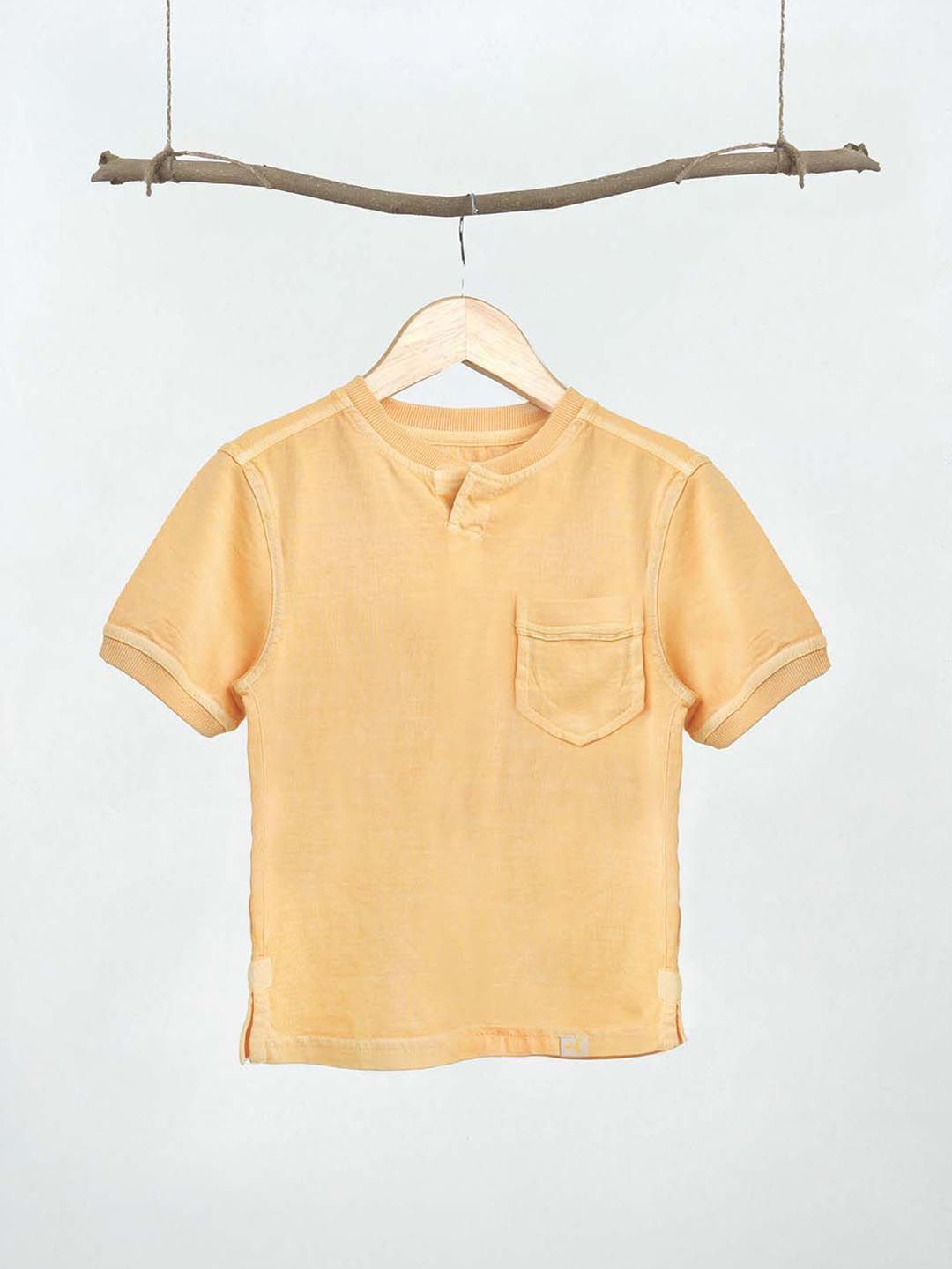 

Somersault Boys Henley Neck Pockets T-shirt, Peach