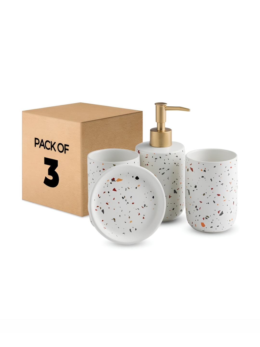 

The Better Home Pack Of 3 White Ceramic Bath Accessories Set