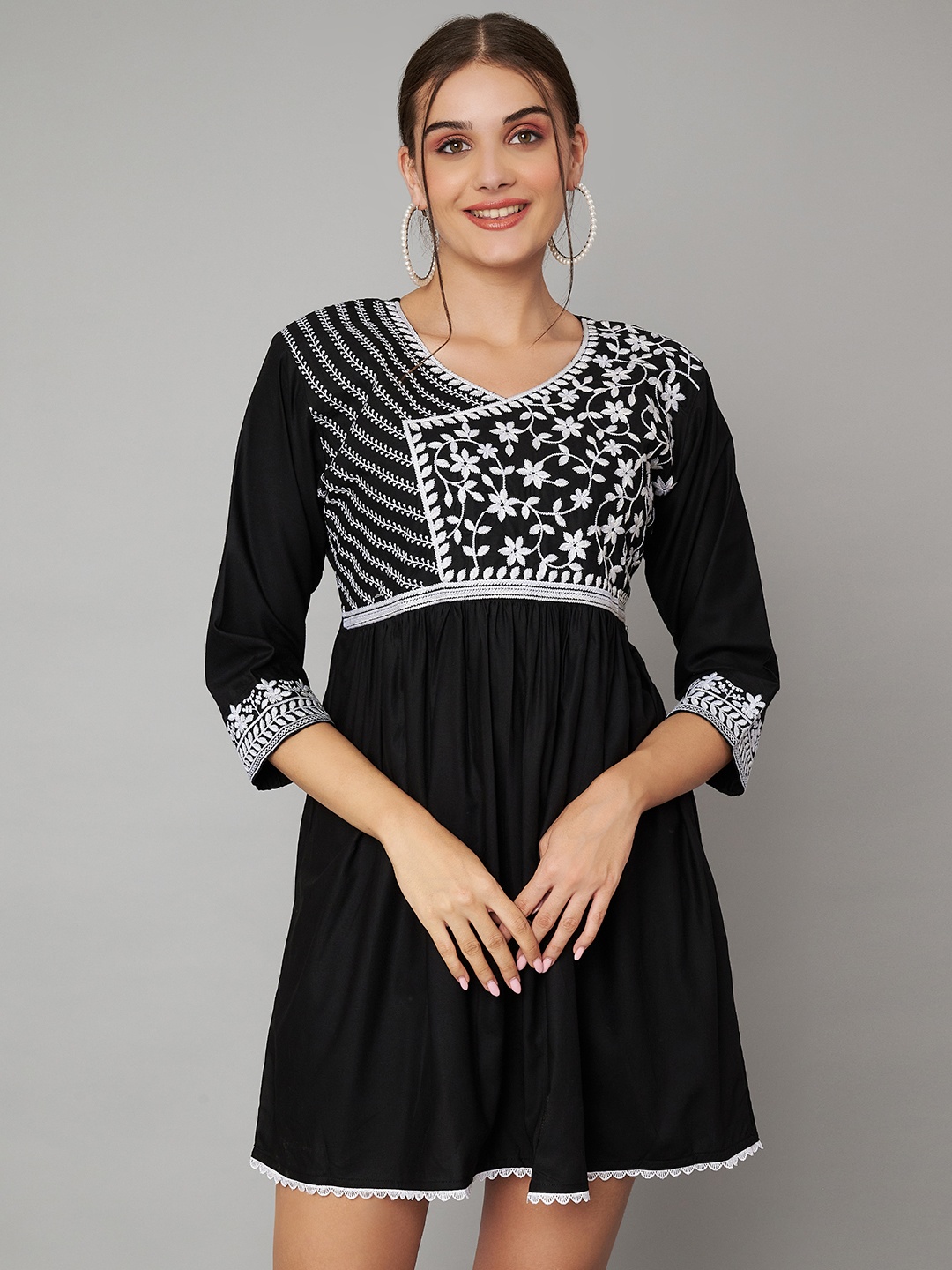 

KOI SLEEPWEAR Fit & Flare Mini Dress, Black