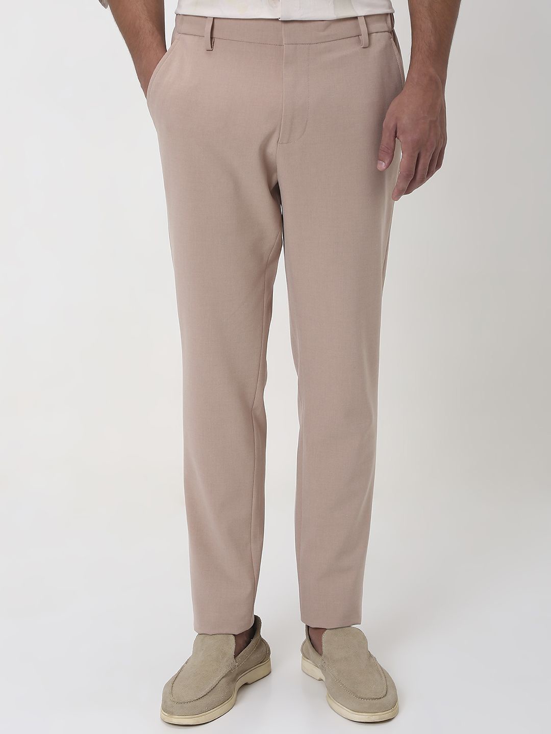 

Mufti Men Slim Fit Mid-Rise Trousers, Peach