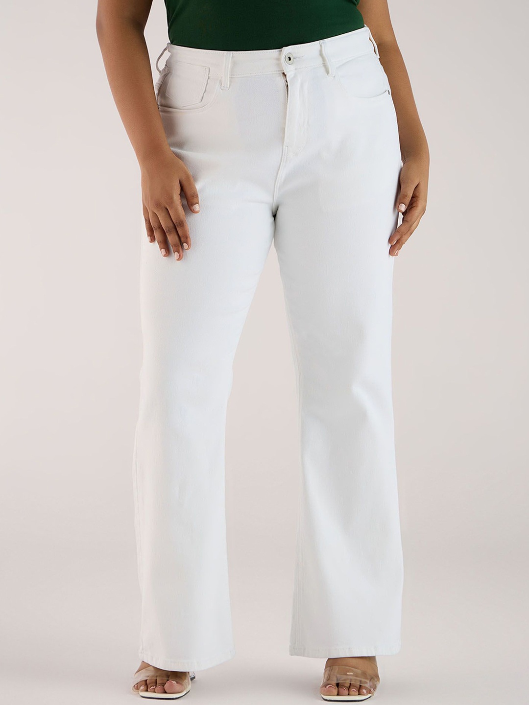 

Big Hello - The Plus Life Women Straight Fit Mid-Rise Jeans, White