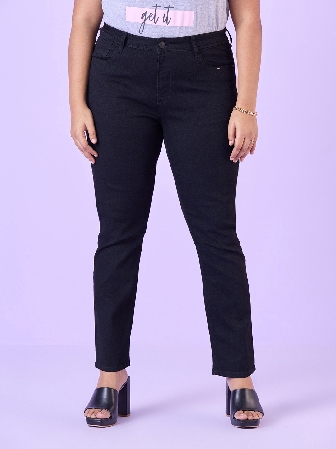 

Big Hello - The Plus Life Women Straight Fit Jeans, Black