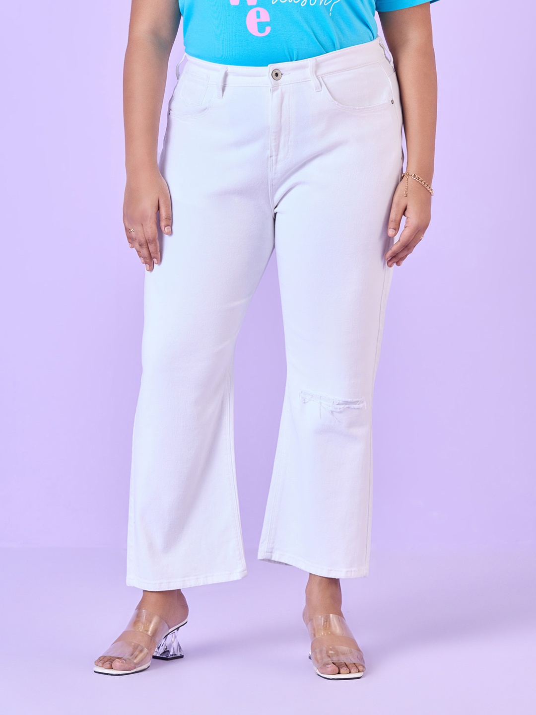 

Big Hello - The Plus Life Women Wide Leg Jeans, White