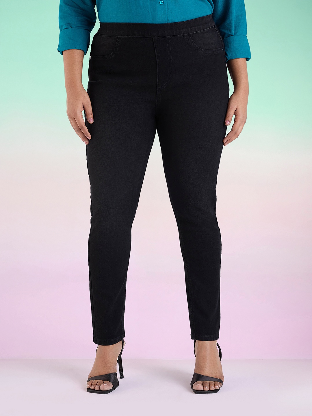 

Big Hello - The Plus Life Women Skinny Fit Jeans, Black