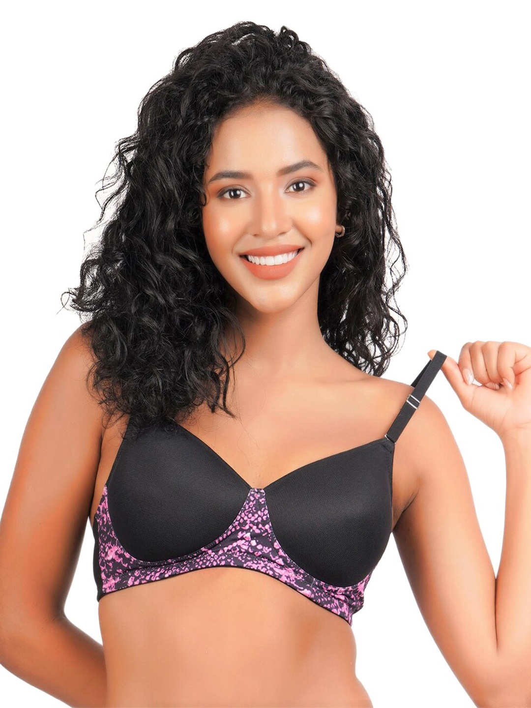 

B'ZAR Abstract Bra Full Coverage Lightly Padded, Black