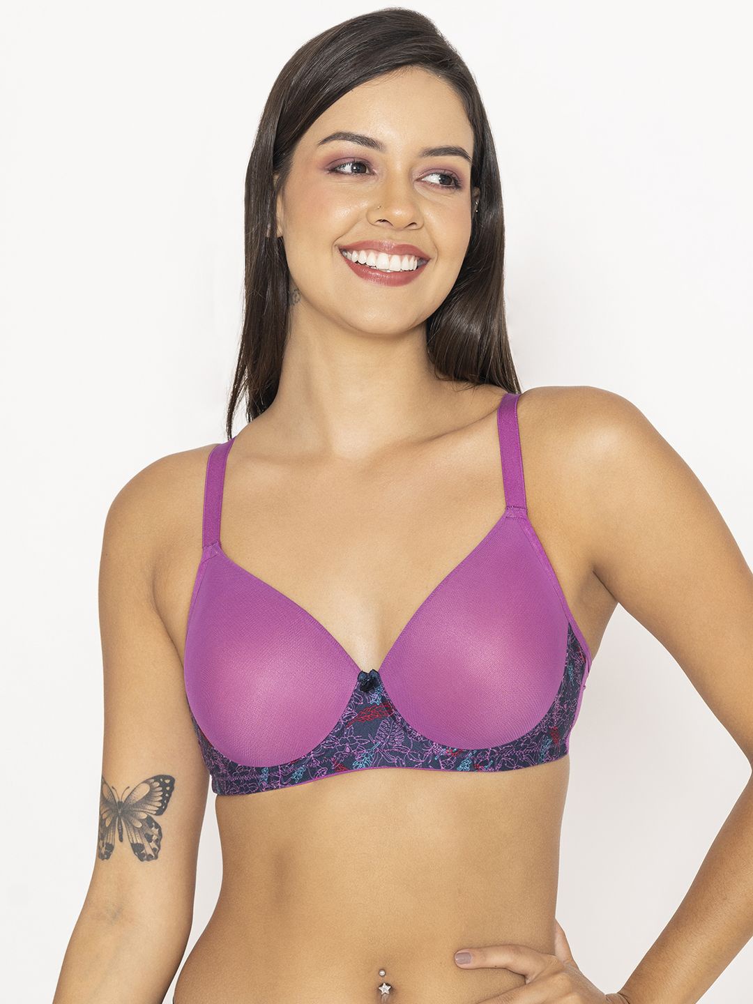 

B'ZAR Women Solid Full Coverage Lightly Padded Bra, Purple