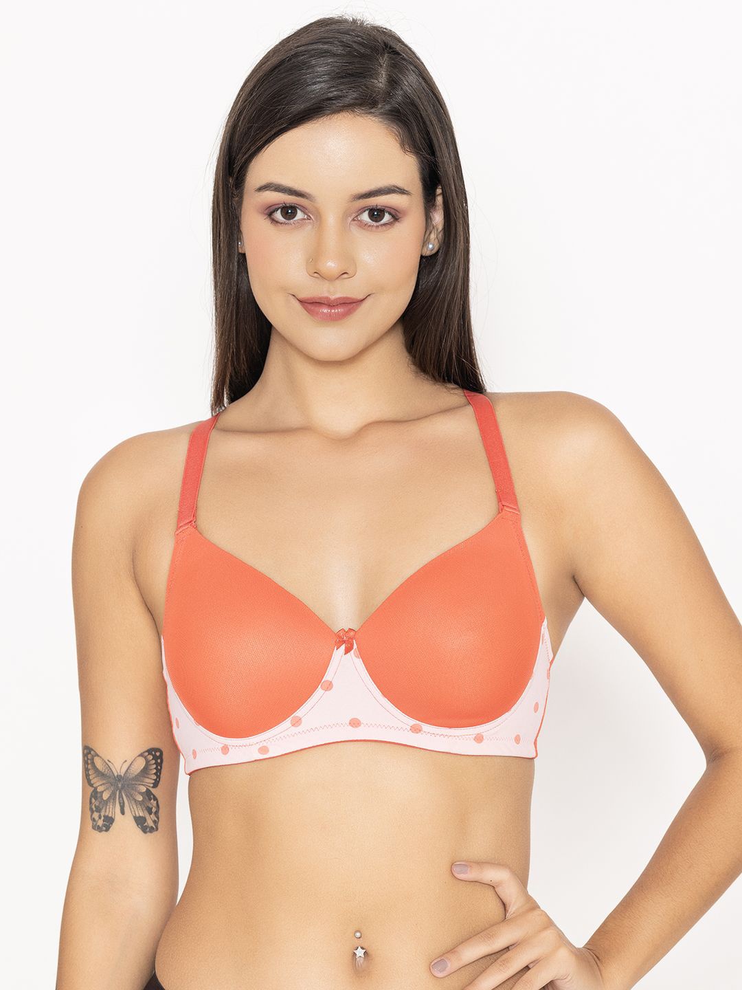 

B'ZAR Women Solid Full Coverage Lightly Padded Bra, Orange