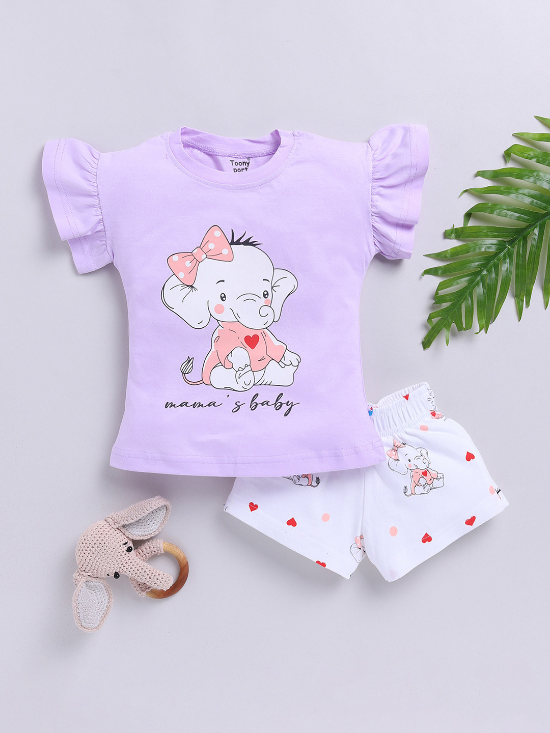 

Toonyport Girls Printed Top with Shorts, Lavender