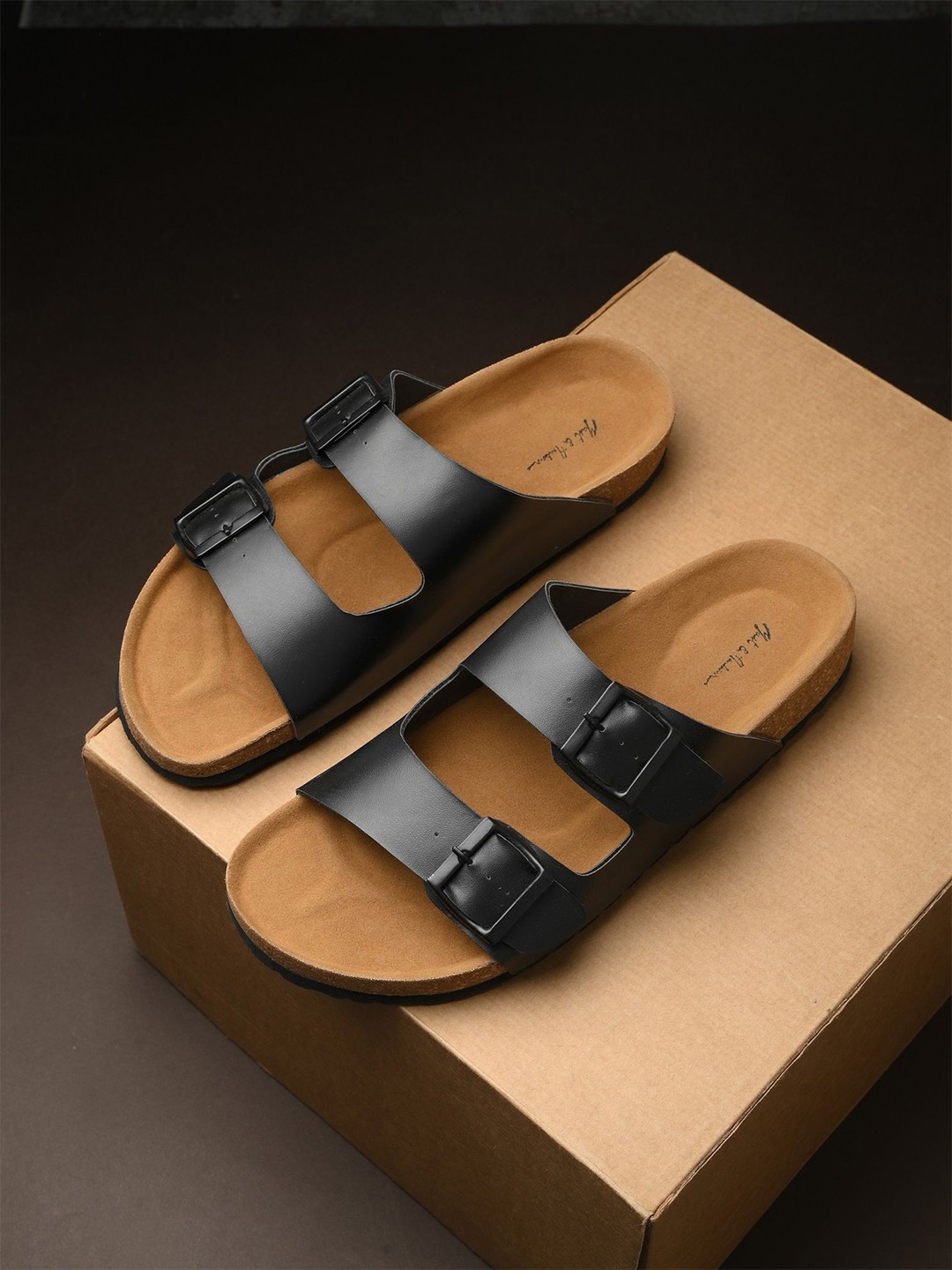 

Mast & Harbour Men Buckle Detail Comfort Sandals, Black