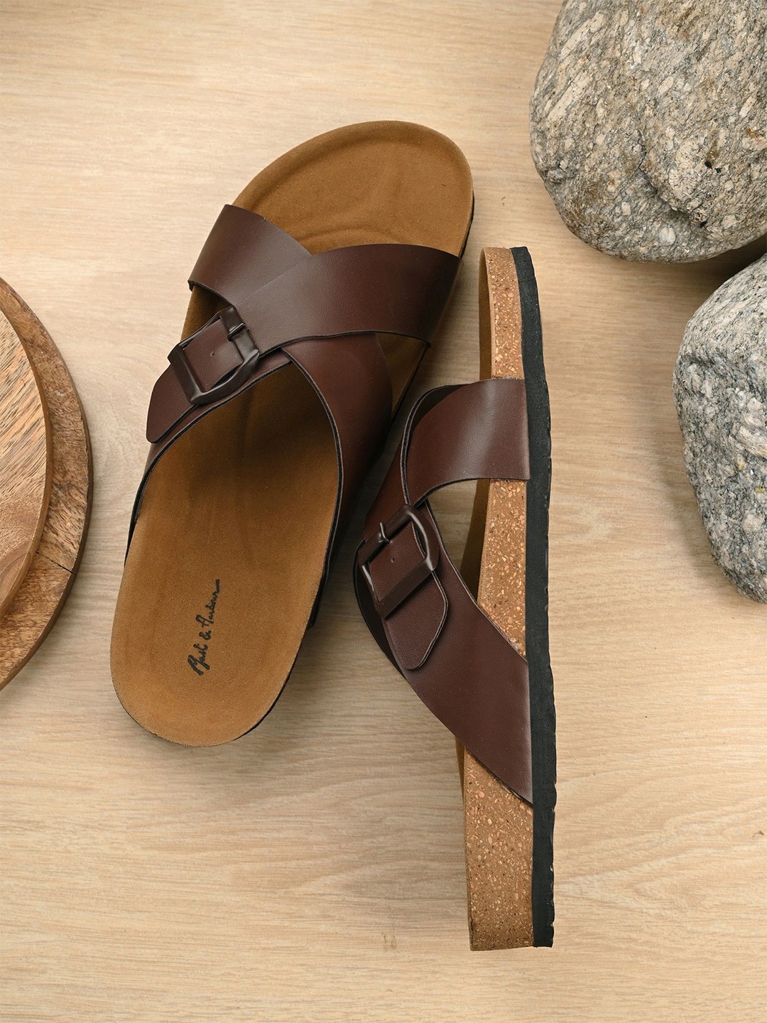 

Mast & Harbour Men Criss Cross Comfort Sandals, Brown