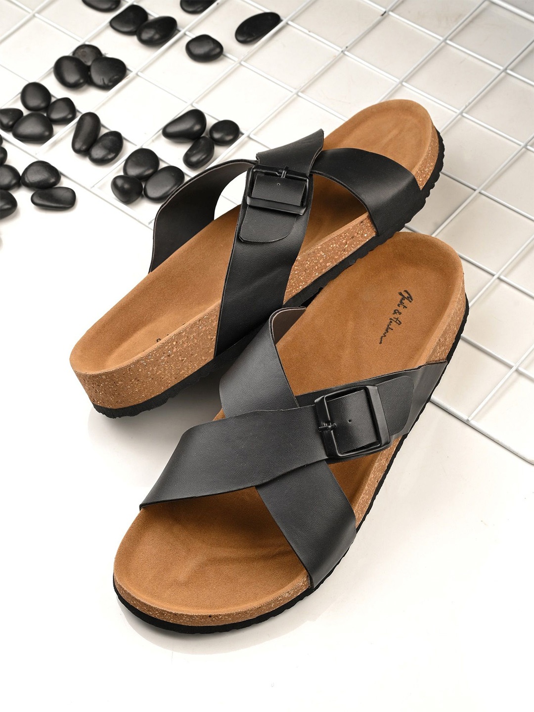 

Mast & Harbour Men Criss Cross Comfort Sandals, Black