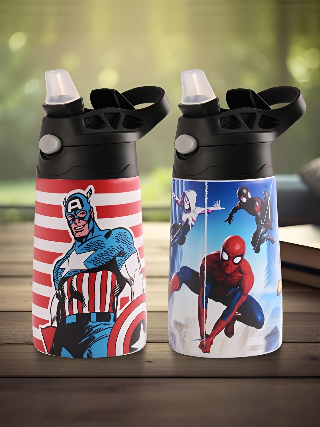 

Kuber Industries Red 2 Pcs Marvel Printed Stainless Steel Sippers 350 ml each