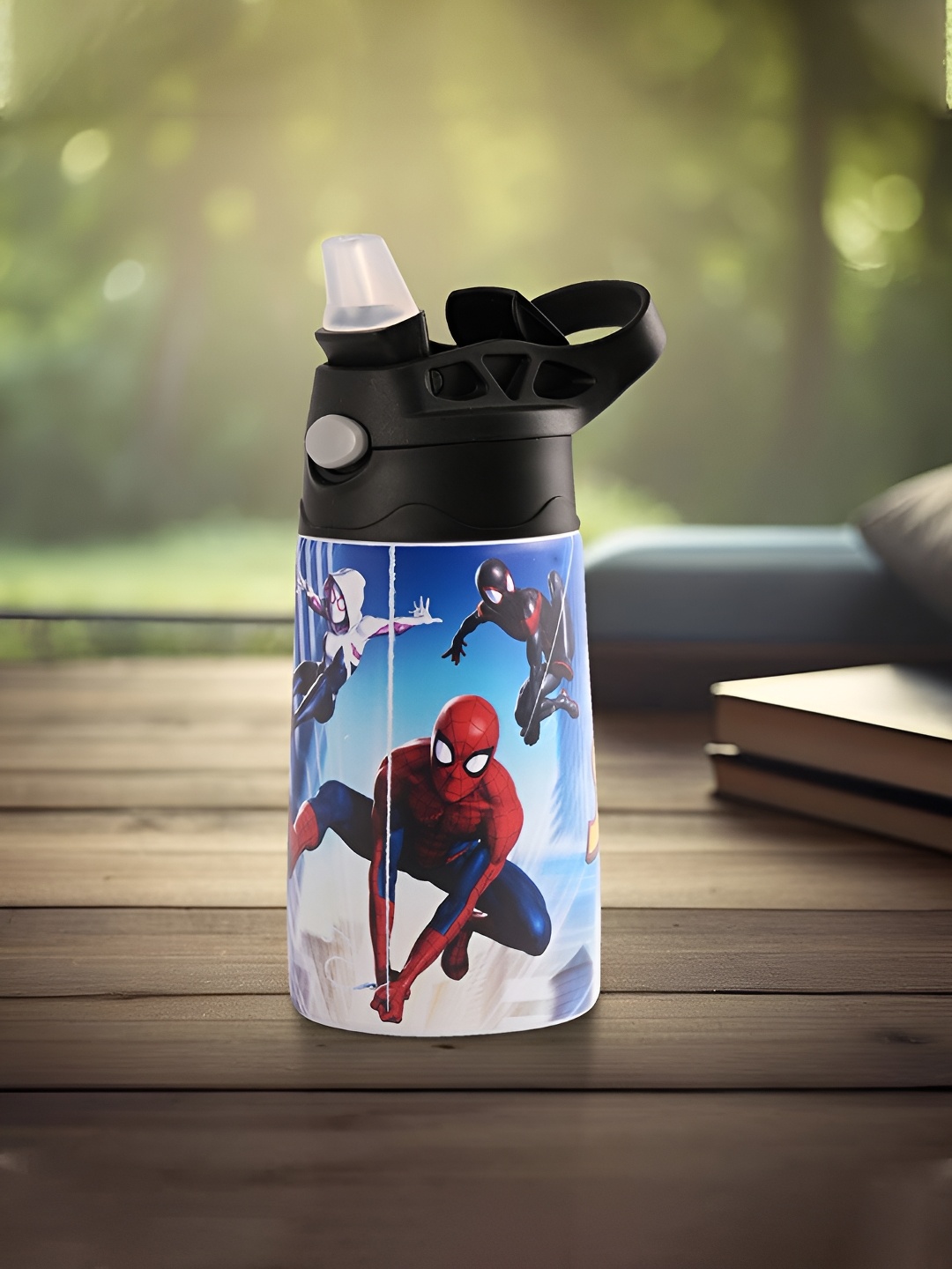 

Kuber Industries Blue & Red Stainless Steel Marvel Spiderman Printed Sipper 350 ml